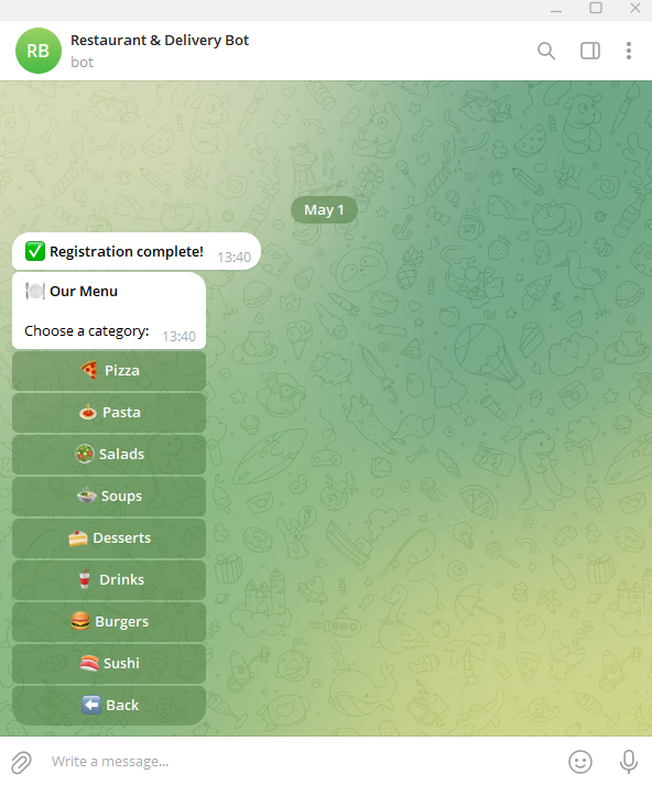 Menu Categories